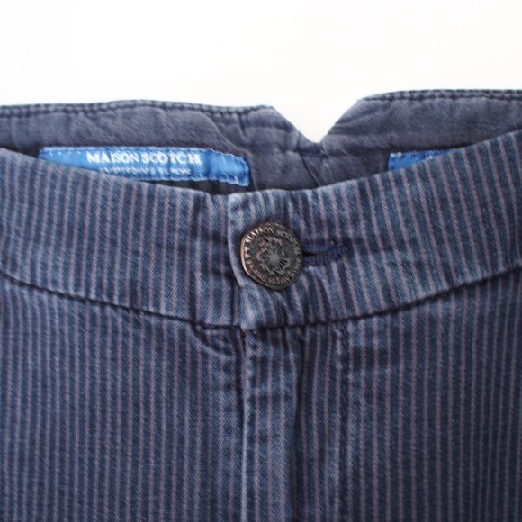 Maison Scotch blue cotton pin stripe straight leg pant 31/32 - Picture 6 of 13